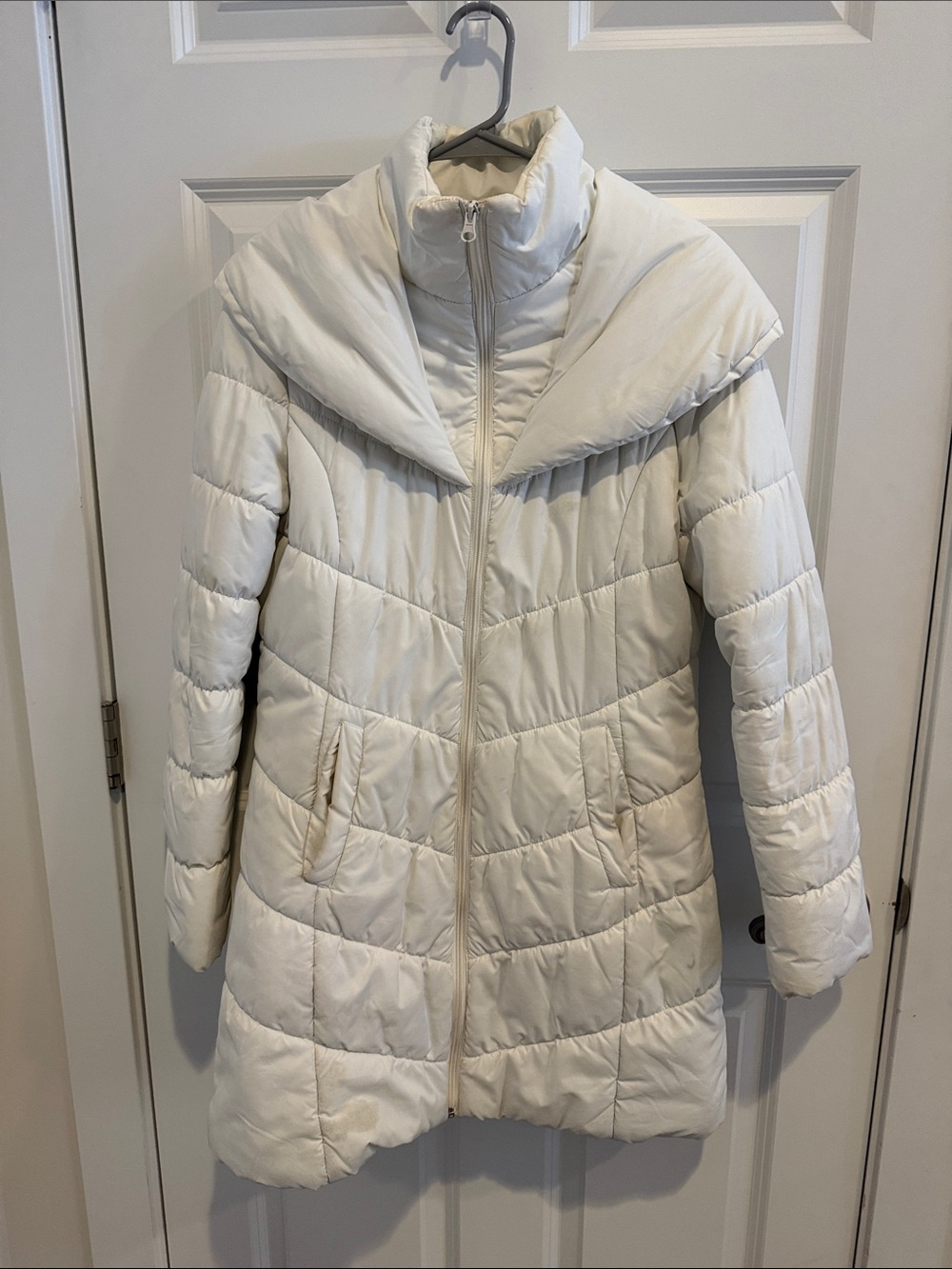 BCX Cream-White Puffer Coat with Shawl Collar